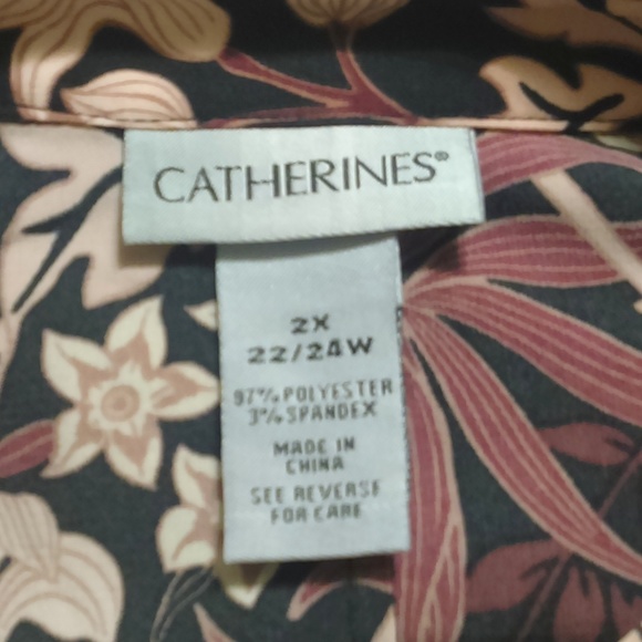 CATHERINES Black Purple Floral Print Blouse - Picture 5 of 5